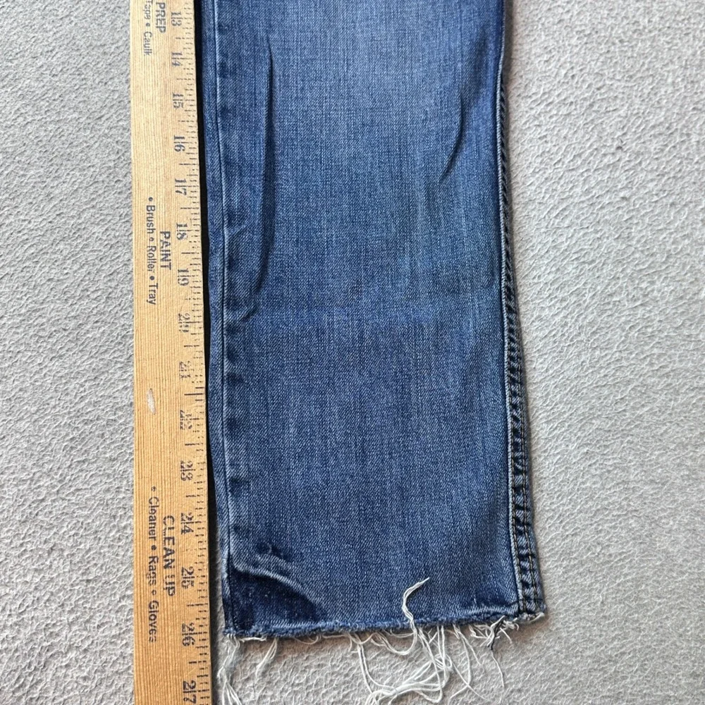 Free People Jeans Womens 25 Blue We The Free Straight Leg Distressed Raw Hem